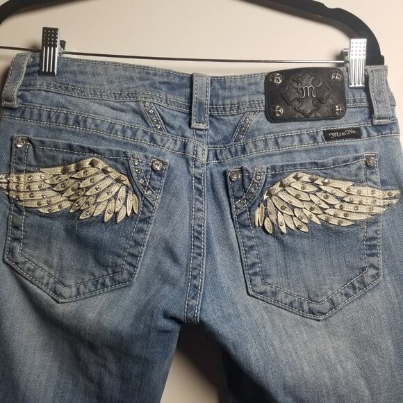 Miss Me Women's  Angel Wing Studded Bootcut Y2K Western Jeans Sz 30 - Picture 9 of 10